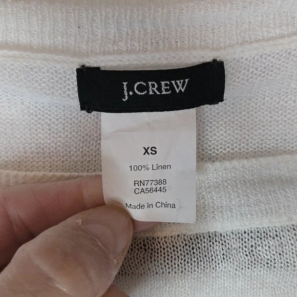 J. Crew Women's XS Linen White/Gray Striped Sweater - Picture 3 of 5
